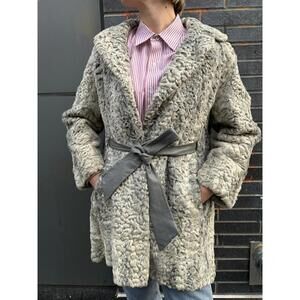 Genuine Fur Coat w/ Leather Strap